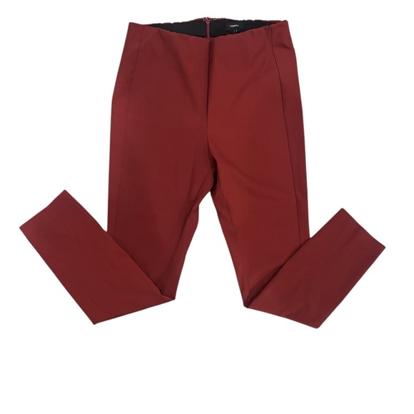 THEORY Pants Navalane Back Zipper Red Straight Size 8 Elastic Waist High Waisted - Picture 1 of 12